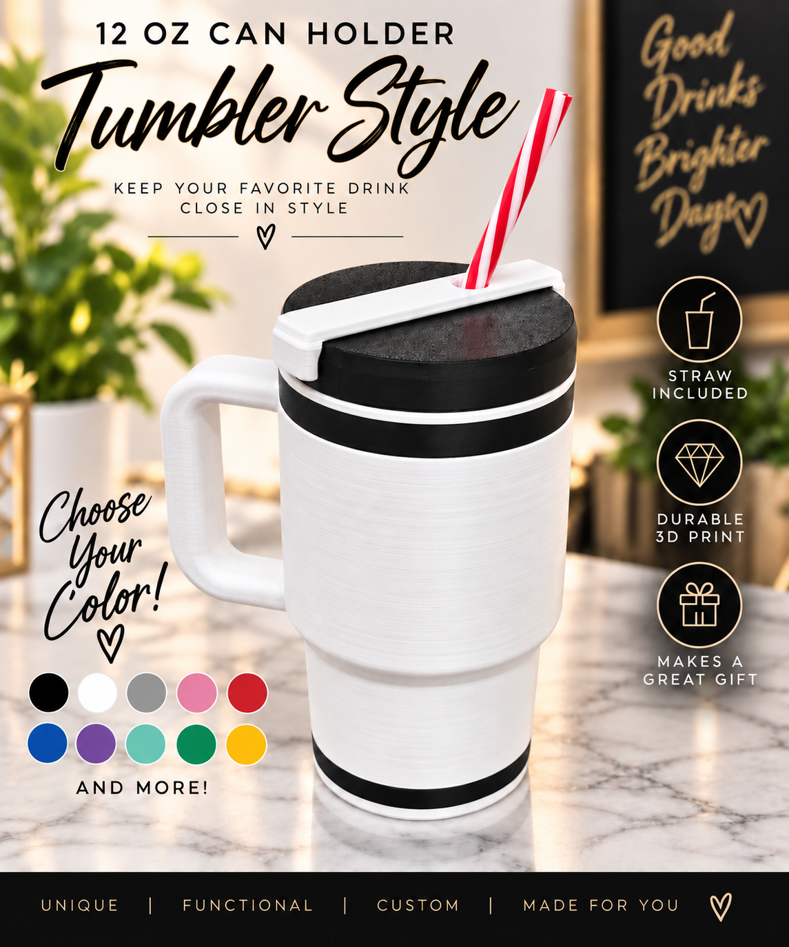 12 oz Can Holder | Tumbler Style – Custom 3D Printed